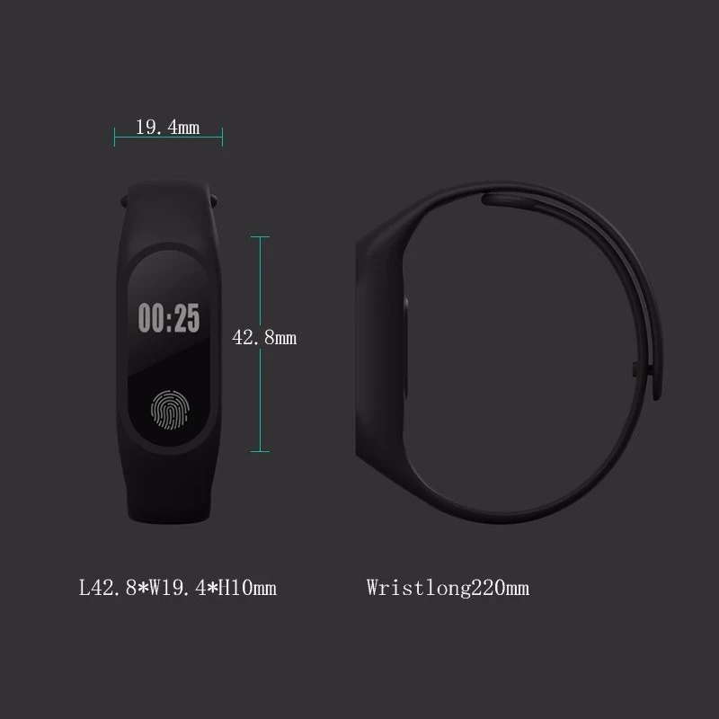 

Smart Bracelet Brand M2 Heart Rate Monitor Pedometer Smart band Waterproof Bluetooth Smart Wristband For iOS Android