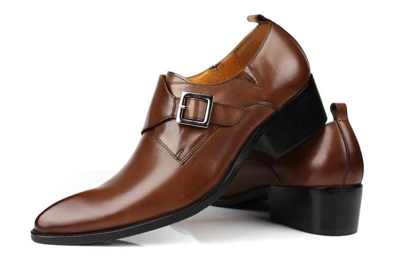 Pointed toe genuine leather men shoes fashion buckle design wedding dress mens personality business work size 37 44 | Обувь