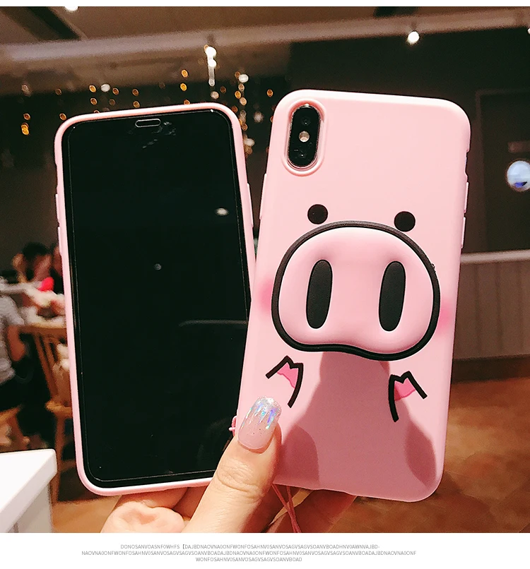 ТПУ чехол для Xiaomi Redmi 5 Plus Note 6 Pro Note 4 4x 5A 4A Note 7 3D розовый свиной нос держатель телефона мягкий ремешок веревка силиконовый чехол