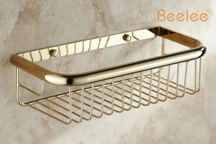 Настенная Золотая корзина для ванной Beelee BA9410G аксессуары комнаты латунная душа