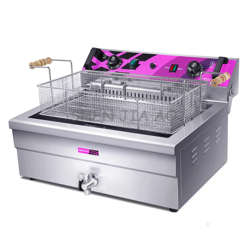 

Commercial electric fryer 20L large capacity single cylinder electric fry chicken with French fries machine 220V 4.8KW