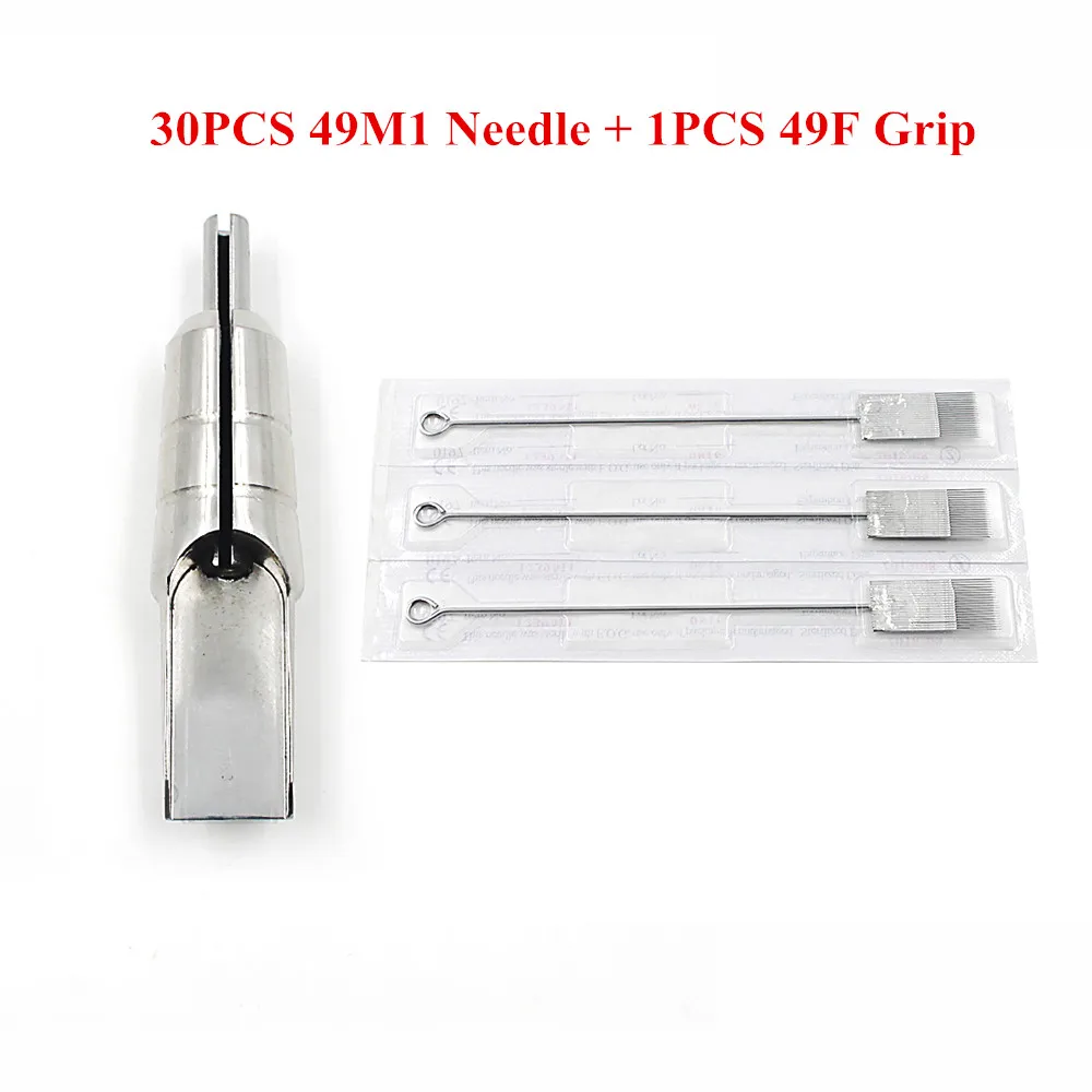 

Tattoo Grip with Needles 30PCS Disposable Sterile 49 M1 Magnum Tattoo Needle with 1PCS 49F Flat Needle