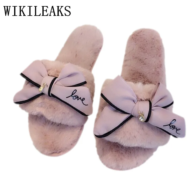 Sandalias rasteiras femininas/ г. женская обувь со стразами и бантом-бабочкой, домашние тапочки без задника, меховые шлепанцы, zapatos mujer, черный terlik