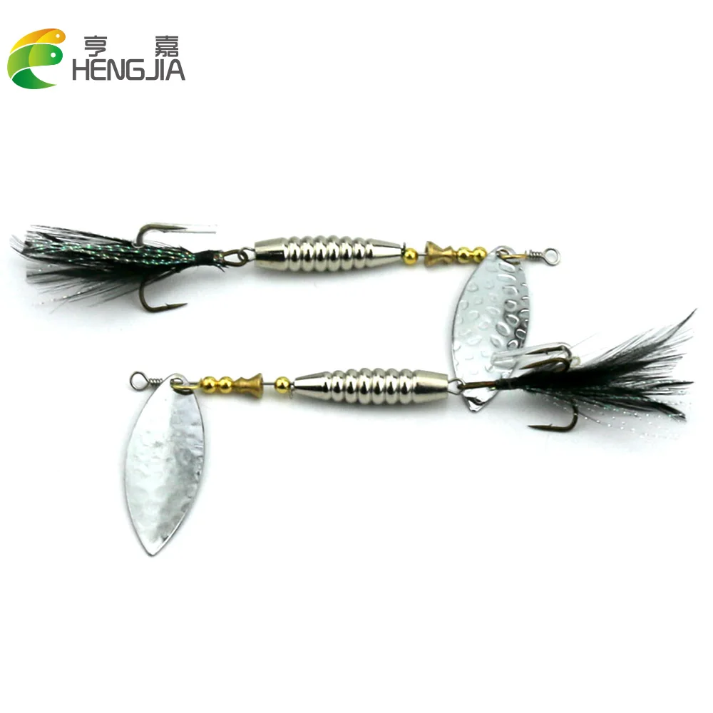 HENGJIA 1PC Metal Fishing Lure 16.5g Rotated Sequin Spoon with Feather Tackle Hard Bait SpinnerBait Isca Artificial | Спорт и