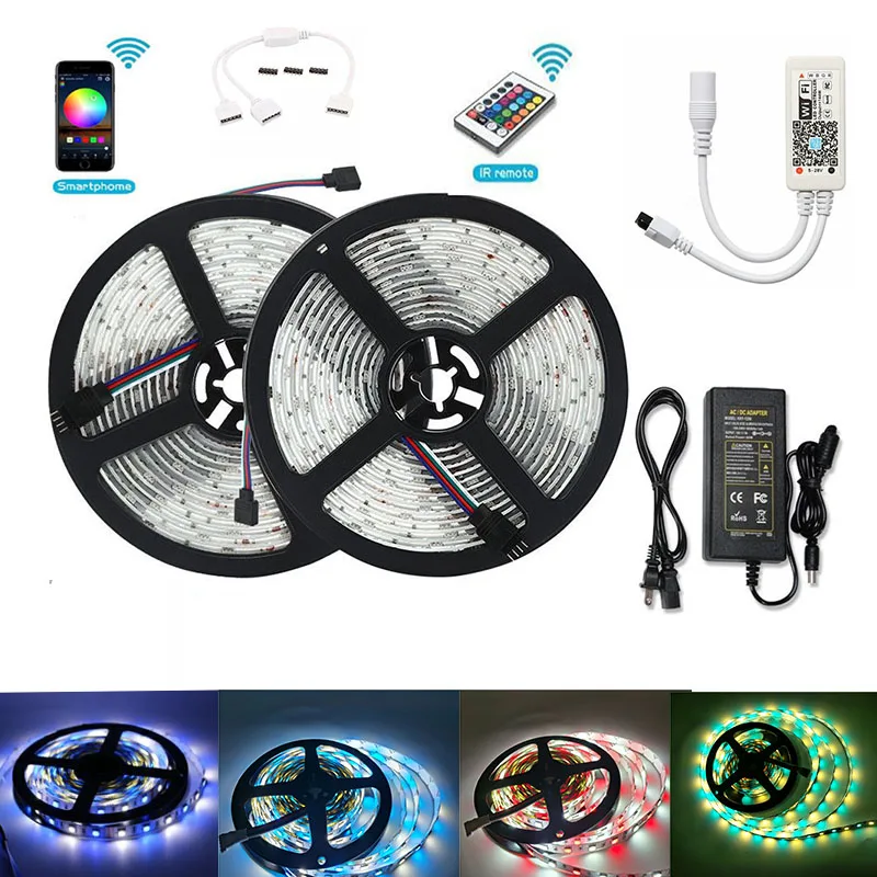 RGB RGBW RGBWW 5050 SMD светодиодные полосы света Wifi контроллер DC 12V адаптер Светодиодная