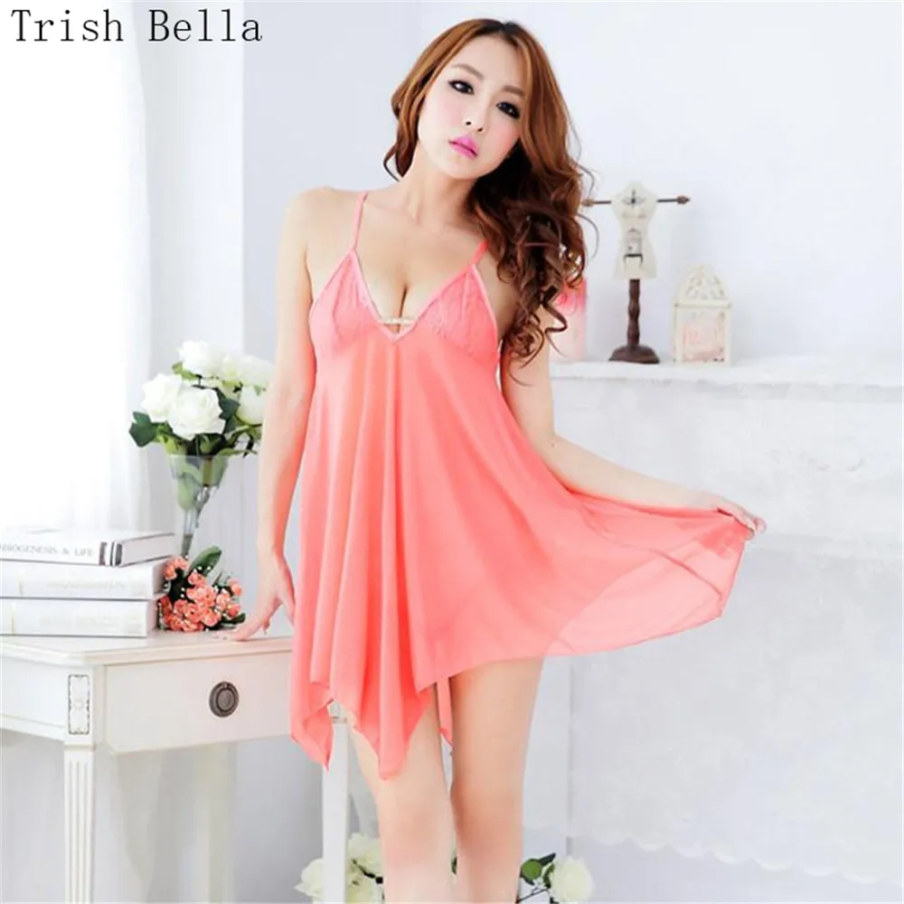 

Net yarn transparent Deep V Camisole Beaded Beads Pajamas Backless sexy lingerie babydoll sexy underwear lenceria erotic porno