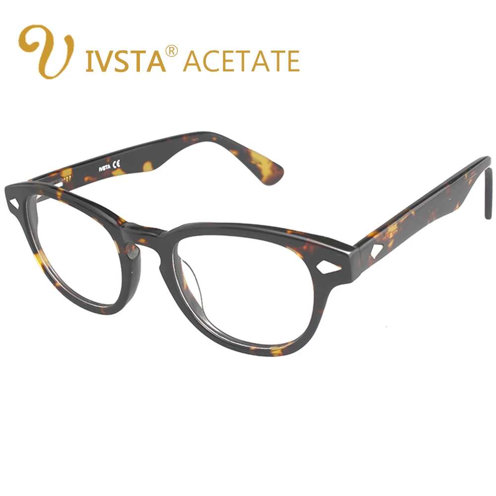 

IVSTA 7029 Real Handmade Acetate Frames Johnny Depp Glasses Men Tortoise Demi Brand Optical Frame Cat Eye Prescription acetato