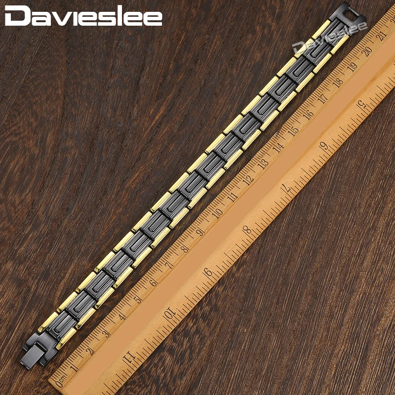 Davieslee энергии магнитный браслет для Для мужчин женский черный золото