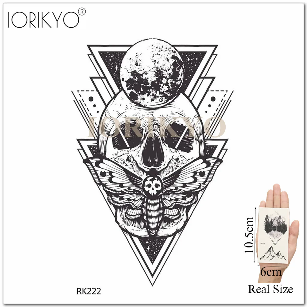 3D Sketch Arm Stereoscopic Moth Geometric Skull Tattoos Stickers Body Arm Tattoo Temproary For Men Women Tatoos Fake Waterproof images - 6