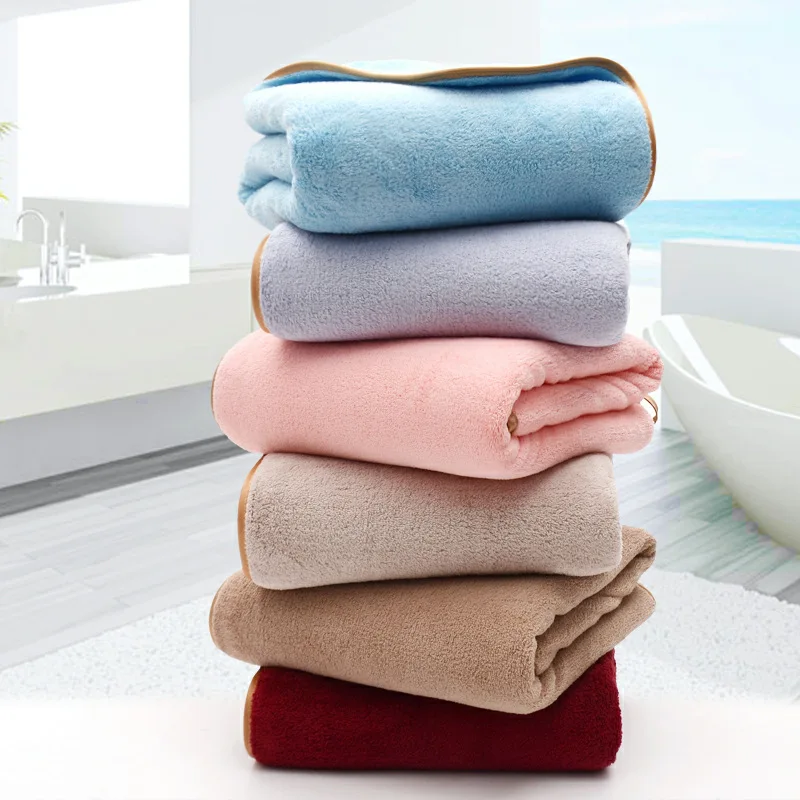 

1pc Plain edging towel Coral velvet bath towels Beach towels 140*70cm