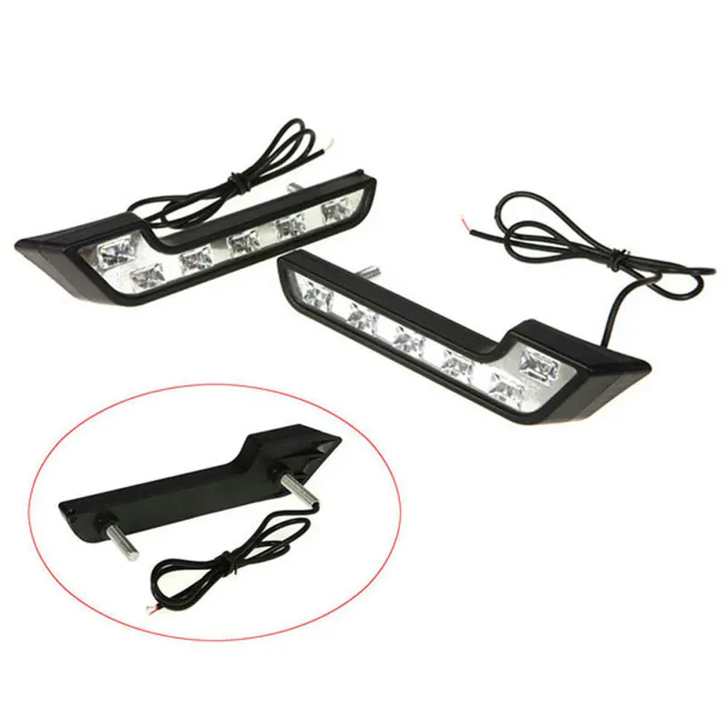 Автомобильный Безопасность лампы 2Pcs L Форма 12V Авто 6 светодиодный COB DRL