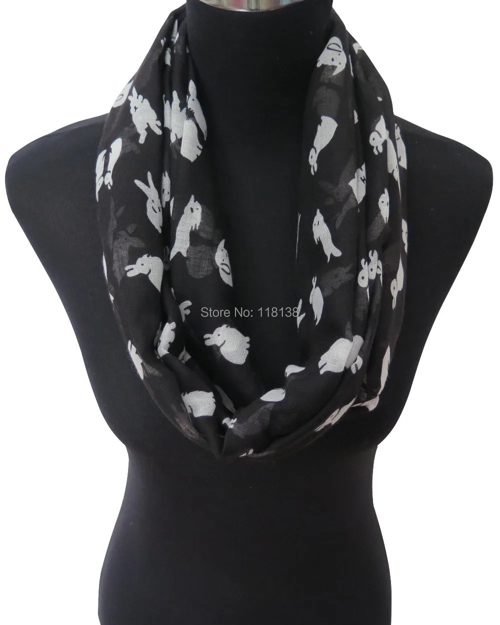 Маленький размер! Милый кроликов с принтом женский бесконечный круглый шарф