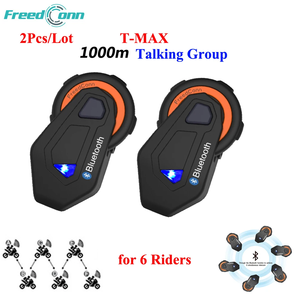 FreedConn 2 шт./лот 1000 м Bluetooth мотоциклетный шлем гарнитура Casco Walkie-talkie наушник T-MAX BT