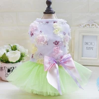 new pet color dress dog skirt princess pettiskirt spring and summer teddy mesh thin clothes