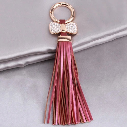 Женский бантик из искусственной кожи с кисточками автомобильный брелок