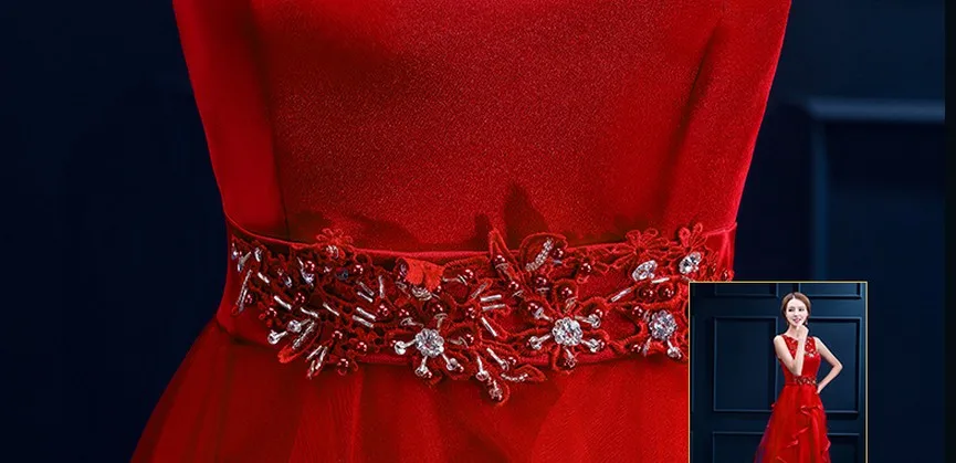 Женское вечернее платье с круглым вырезом красное Элегантное длинное формальное