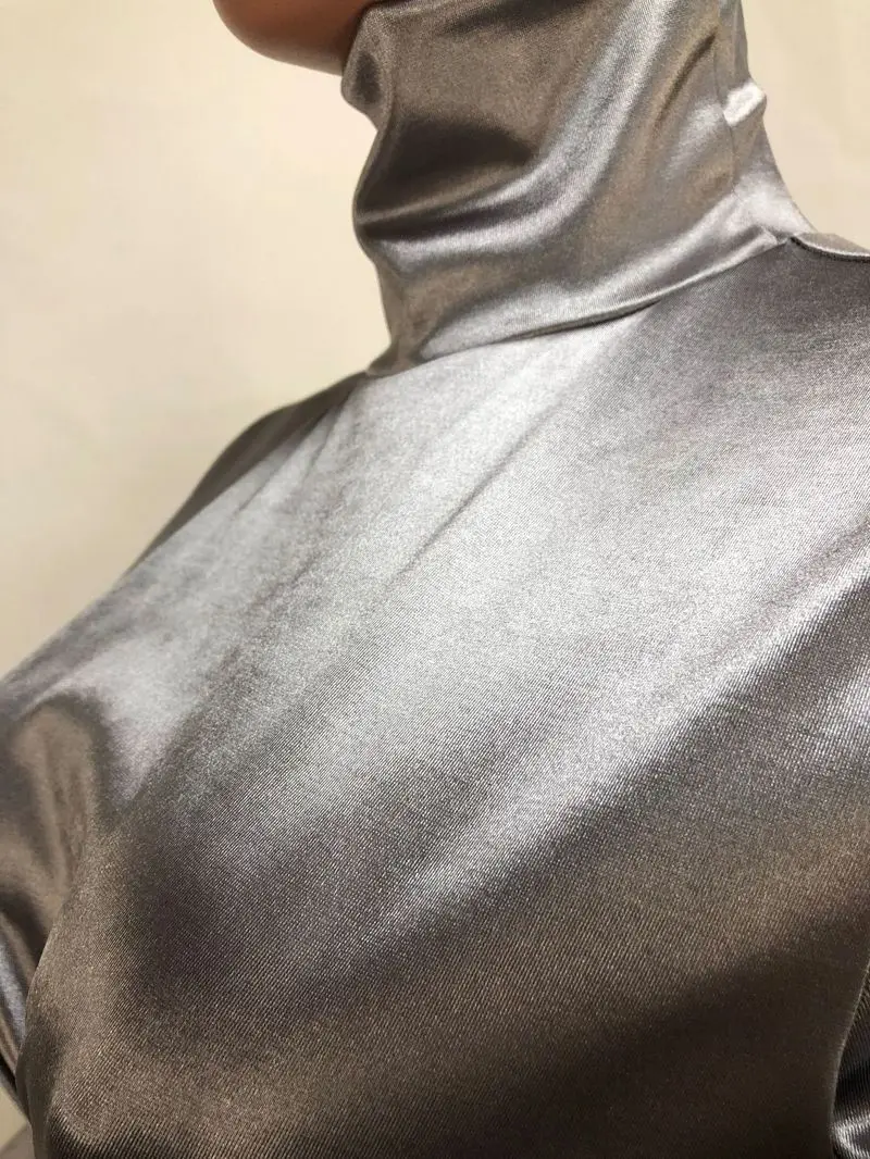 Женский серебряный комплект из двух предметов для ночного клуба: укороченный топ