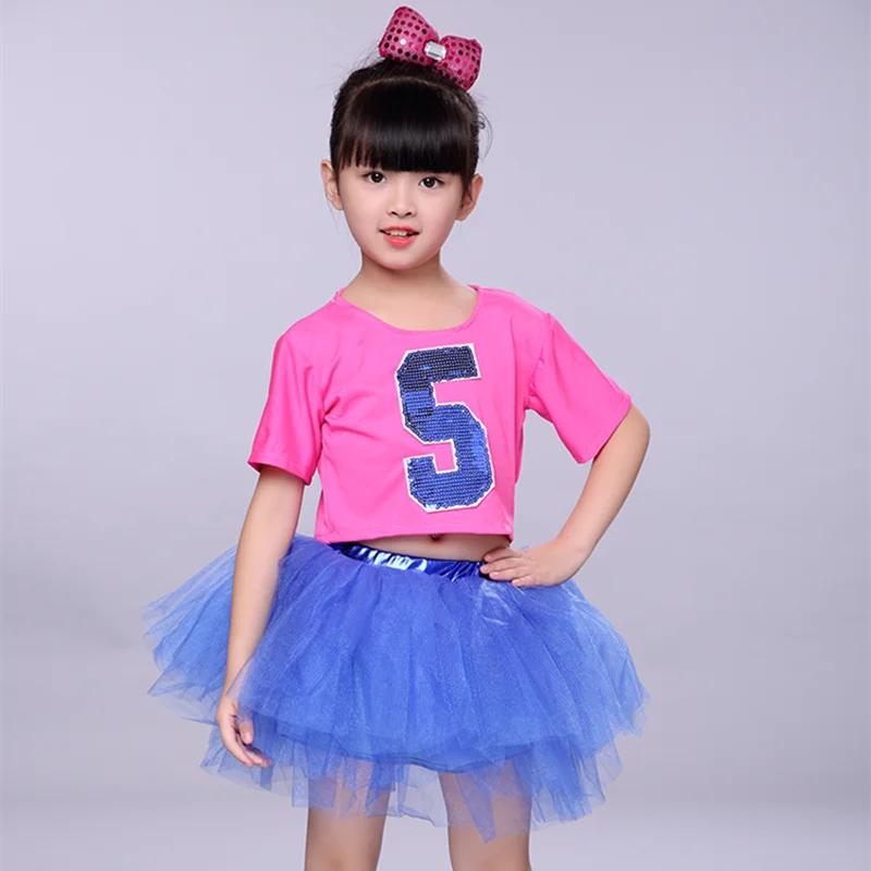 

Современный джазовый танцевальный костюм для девочек и мальчиков, топ с блестками, юбки для сальсы, танцевальные костюмы в стиле хип-хоп, де...