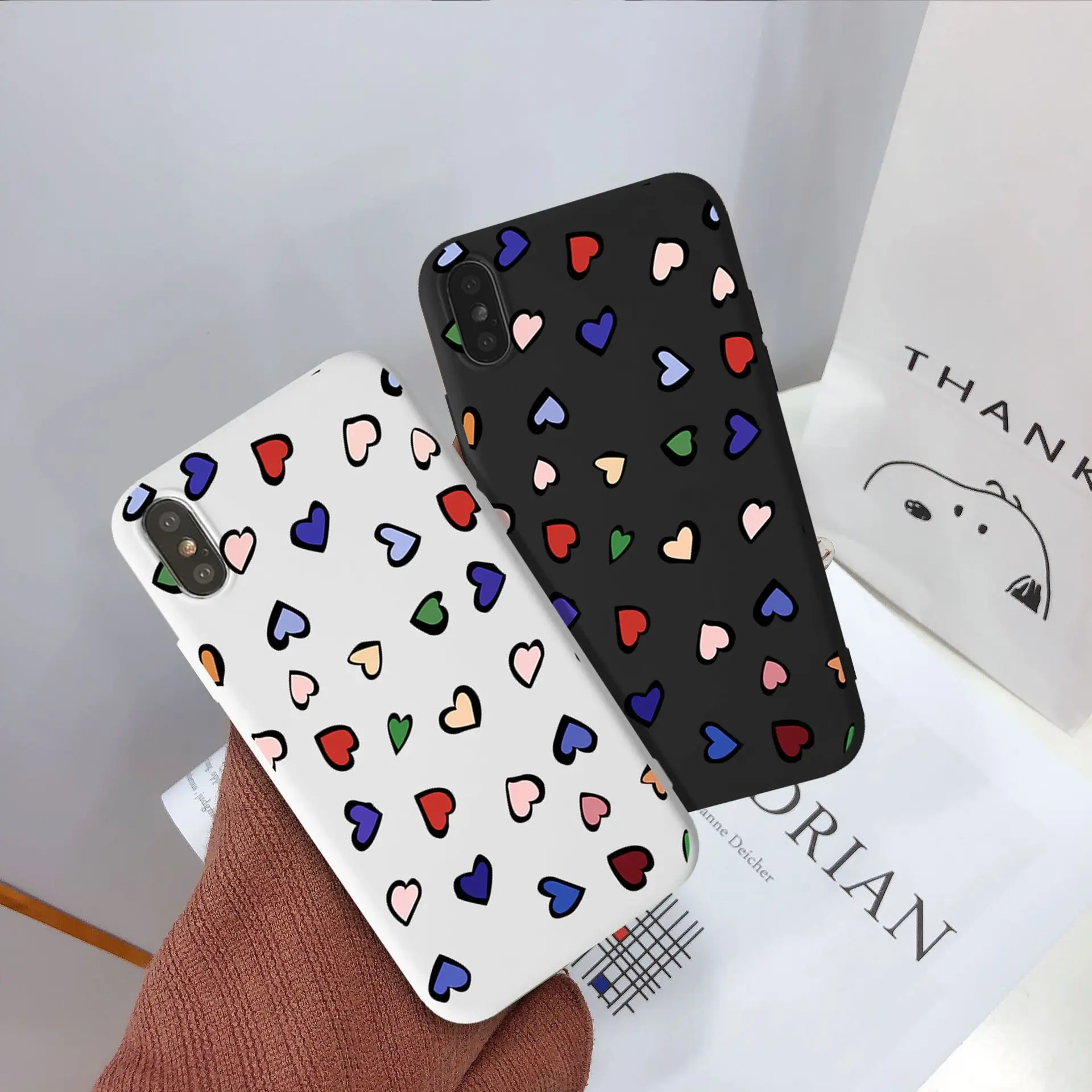 Разноцветное сердце любовь чехлы для телефонов чехол Iphone 6 S 7 8 Plus XS Max XR X мягкий