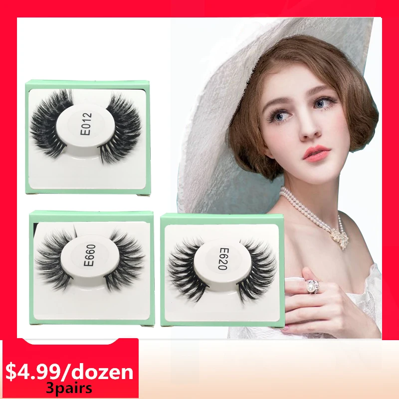 3 пары Miss sexy lash d025 3D норковые накладные ресницы толстые ручной работы макияж набор