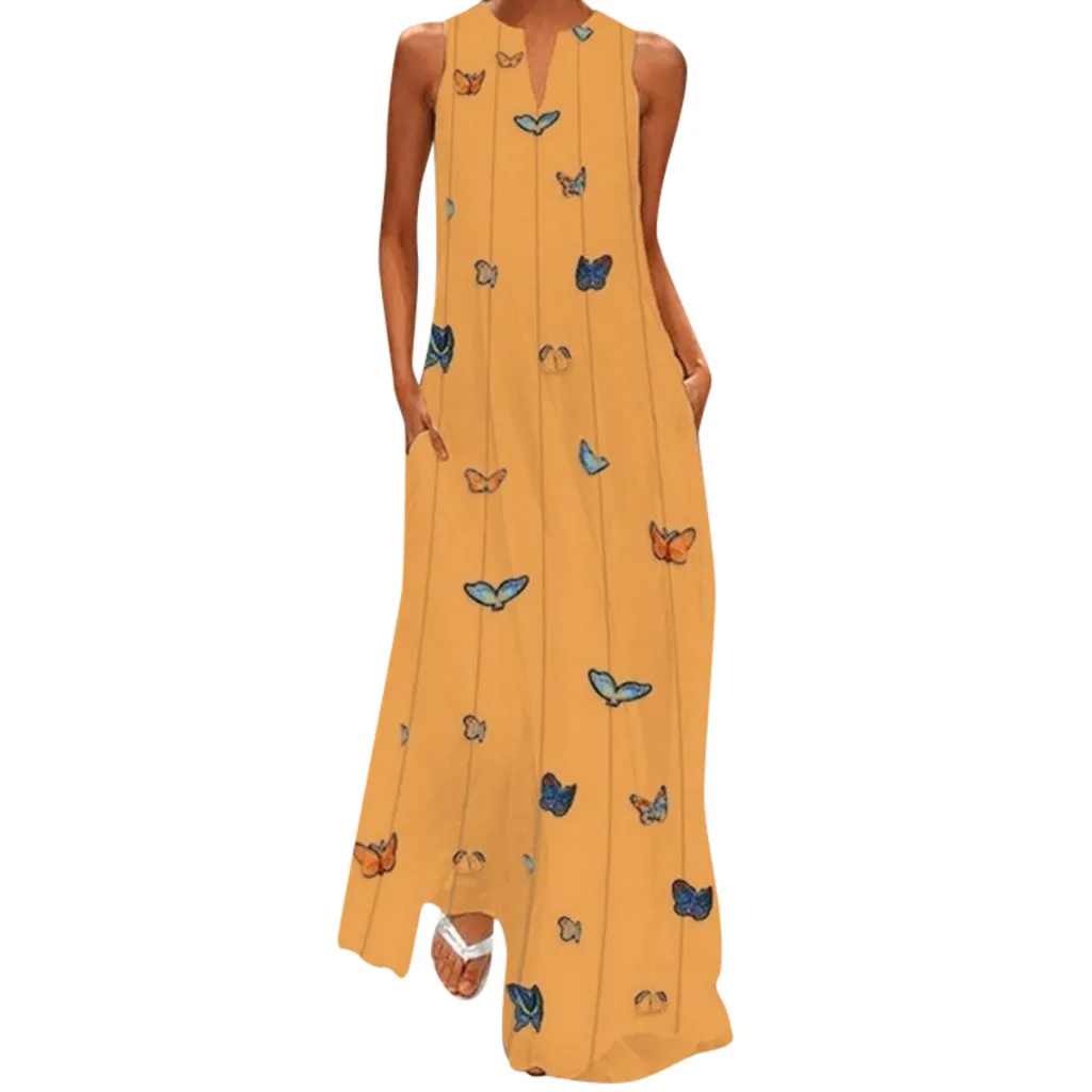 Женское Повседневное платье в стиле ретро Летнее Длинное Платье полоску без