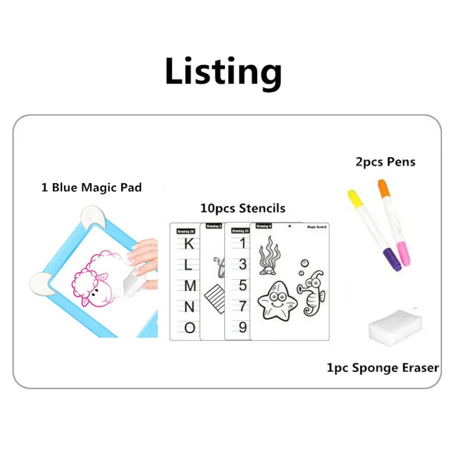 blue drawing pad Рисование с светильник светодиодный доска 3D волшебные игрушки для рисования набор развивающая обучающая игрушка забавные подарки для детей Прямая поставка - Цвет: blue drawing pad
