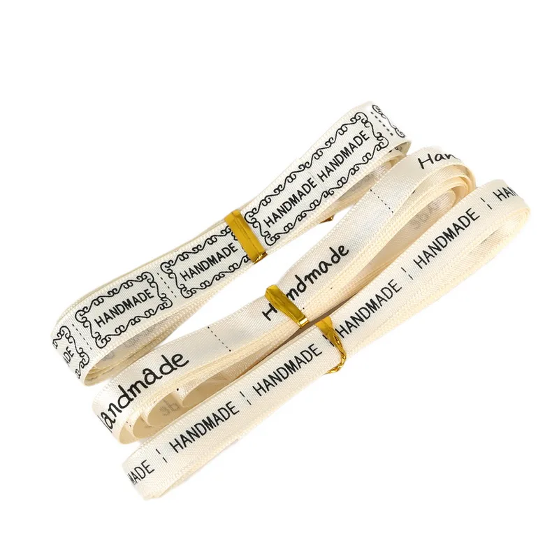 5 ярдов/лот 10мм 13мм Айвори Ручная печать атласная лента для шитья аксессуары DIY Декоративное искусство и поделки Подарочная упаковка для выпечки.