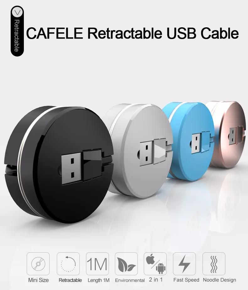 CAFELE EU зарядное устройство с разъемом для путешествий USB 2.4A двойной выход универсальный адаптер зарядное устройство смартфон зарядное устройство с 2 в 1 Выдвижной кабель