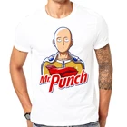 Мужские футболки, модные сказочные футболки с коротким рукавом, мужские футболки для мальчиков с аниме One Punch Man, удобные футболки Mr. Punch Group