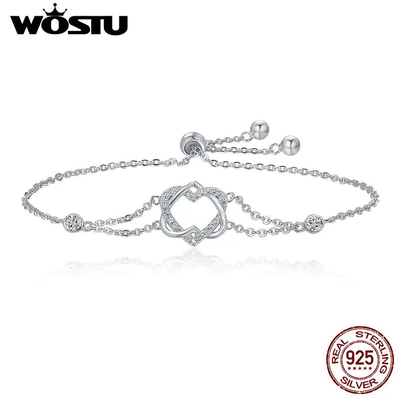WOSTU/Лидер продаж Роскошный 100% Стерлинговое Серебро 925 пробы браслет в форме