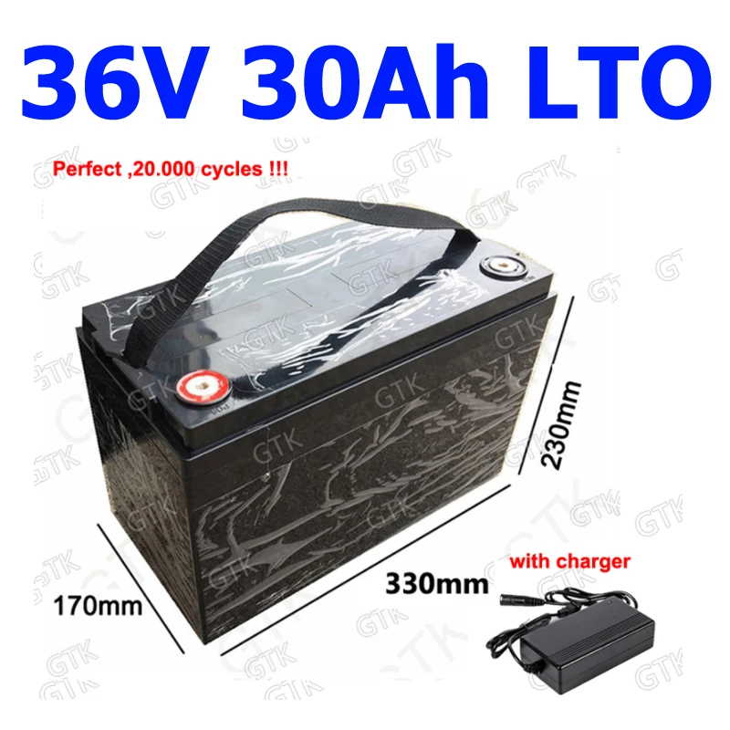 GTK водонепроницаемый Литий-титанатный аккумулятор LTO 36 в 30 Ач 50 А BMS для 1500 Вт