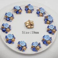 new 19mm blue resin roses shank button golden metal wedding bride holding flowers decorate hair accessories scrapbooking