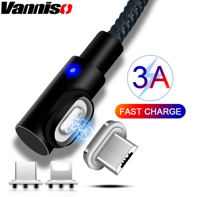 Vanniso 3A Магнитный Micro USB кабель для быстрой зарядки usb type C кабель для samsung S9 s8 huawei p20 Xiaomi mi8 mi9 type-C шнур провода