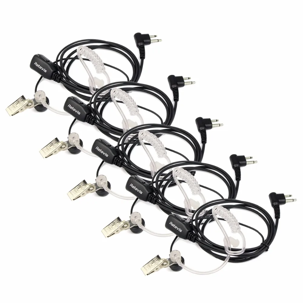 5 шт. Retevis 2Pin Акустическая трубка наушник PTT MIC шумоподавление Скрытая гарнитура