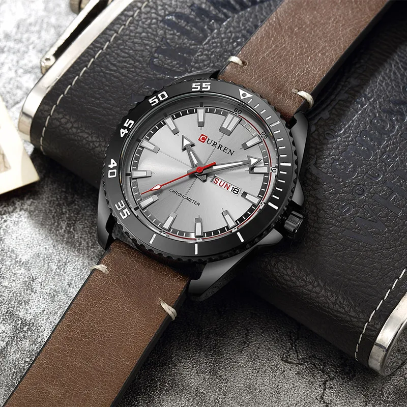 2018 new CURREN 8272 Top Brand Luxury watch men week date display Fashion Leather Quartz Wrist Watches relogio masculino | Наручные часы