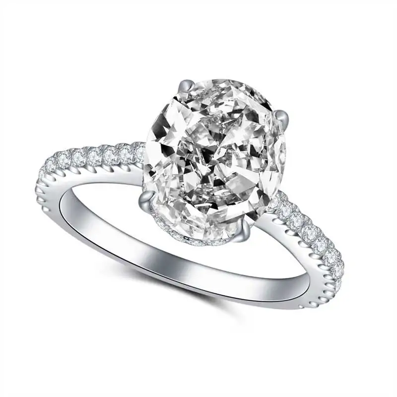 COLORFISH роскошные 4 ct Solitaire овальное кольцо из натуральной 925 пробы серебряные