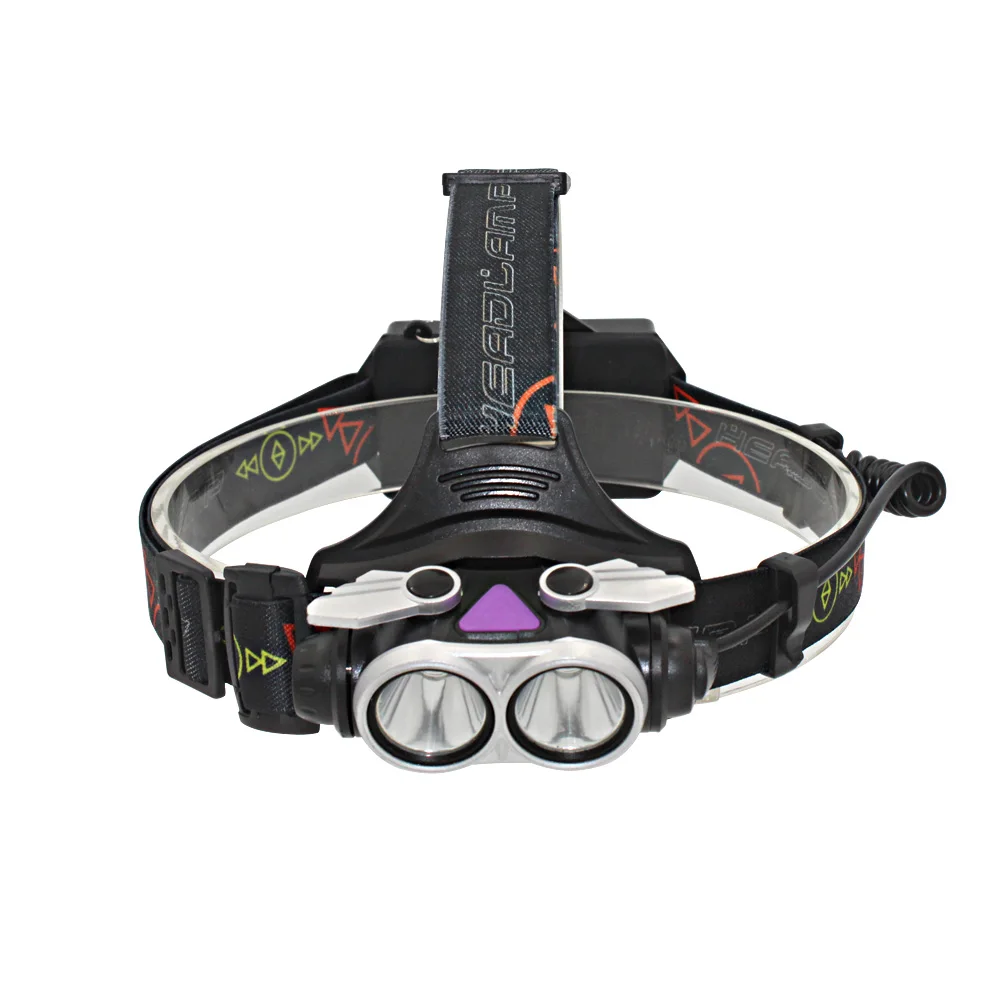 Перезаряжаемый светодиодный налобный фонарь освещение для рыбалки фонарик 2x XM L