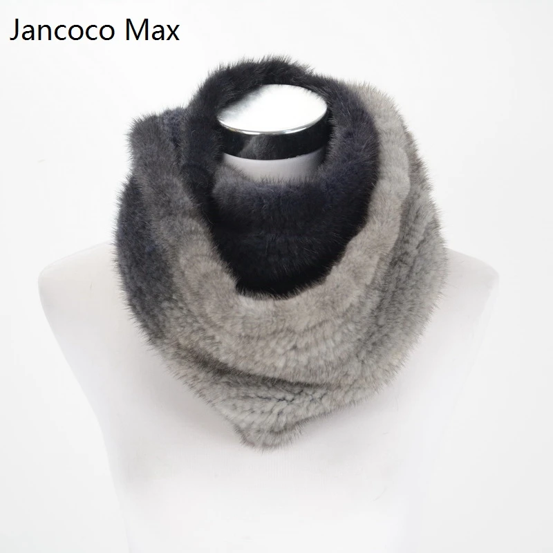 Jancoco Max S1593 розничная / толстый вязаный женский шарф из натурального меха норки женский зимний шейный платок