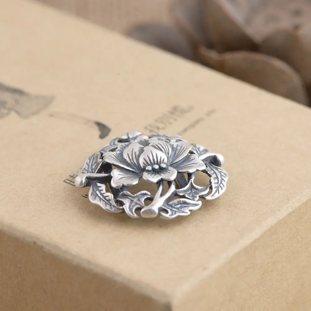 Кулон в виде цветка из серебра 925 пробы 100% пробы|thai silver pendant|pendants for womensilver flower pendant |