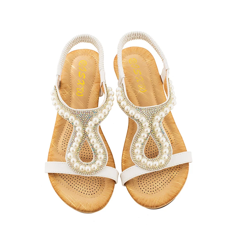 2019 summer new women's wedge sandals diamond beads jewelry decorative simple casual wild shoes | Обувь