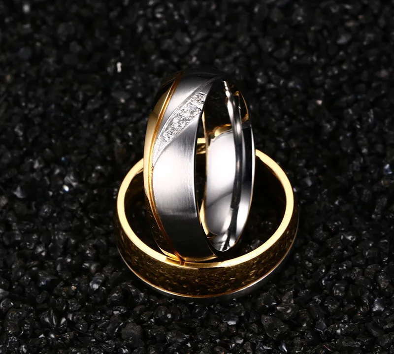 1 шт.! Кольца для женщин и мужчин, CZ бриллиант, свадебное кольцо, 18k, позолота, нержавеющая сталь, ювелирное изделие для помолвки