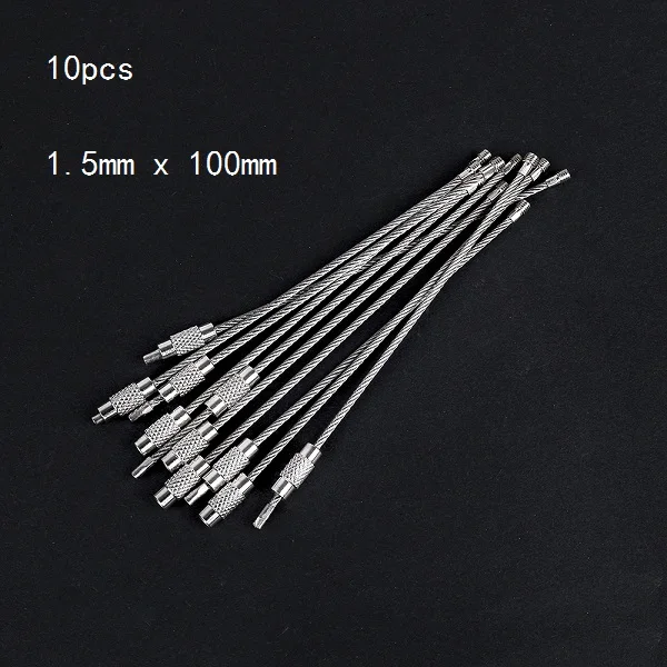 1.5mm x 100mm 10 шт. EDC проволока из нержавеющей стали брелок колцо для ключей брелок круг Веревка кабель петля открытый чемодан для поездки в лагерь бирка винт устройство блокировки - Цвет: 1.5mm x 100mm