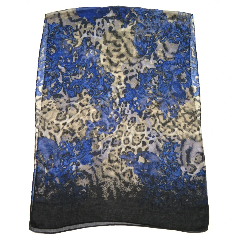 Шарф для женщин шали и шарфы 2017 мода обертывание бандана винтажный принт синие