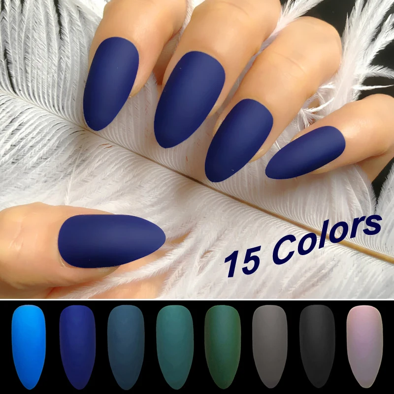 

Wholesale 15Colors Nail Art Manicure 24pcs Matte Tips For False Nails Fake Nails Forms For Extension Manicure Art for False Nail