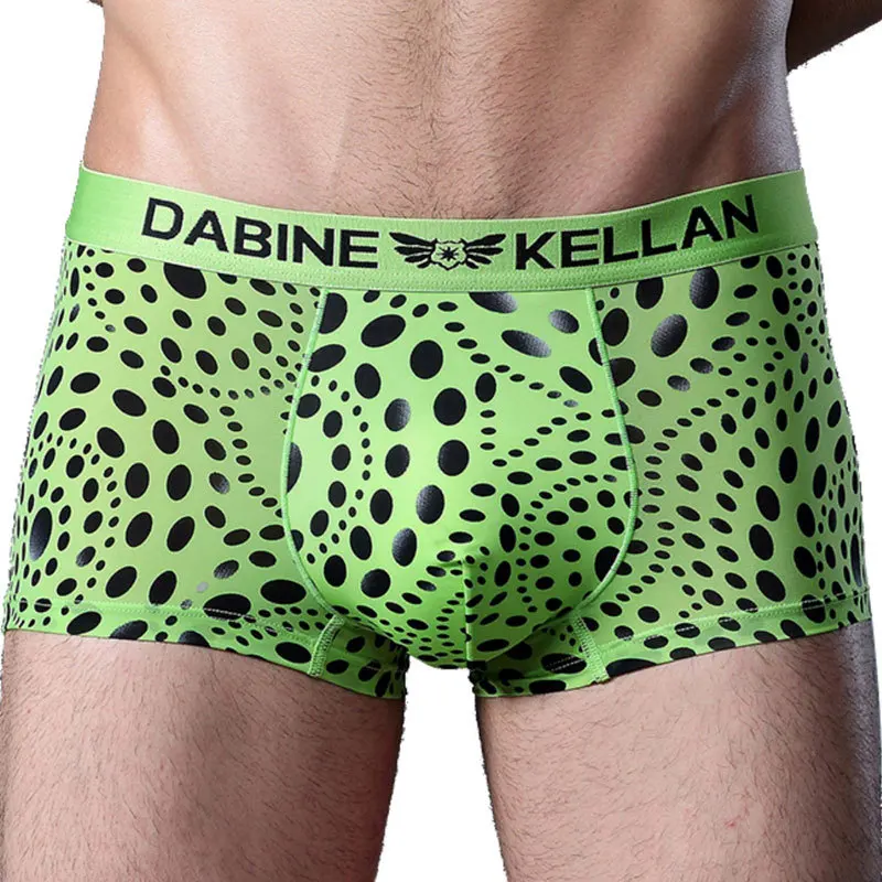 Сексуальное шелковое нижнее белье для мужчин боксеры с леопардовым принтом