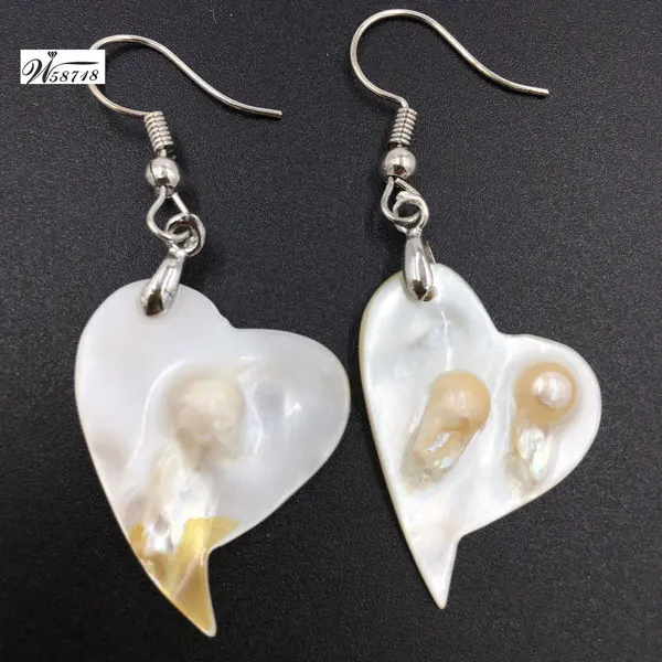 Heart MC7661 Красивый перламутровый корпус женские мужские бусы серьги-подвески WB694 - Окраска металла: Heart MC7661