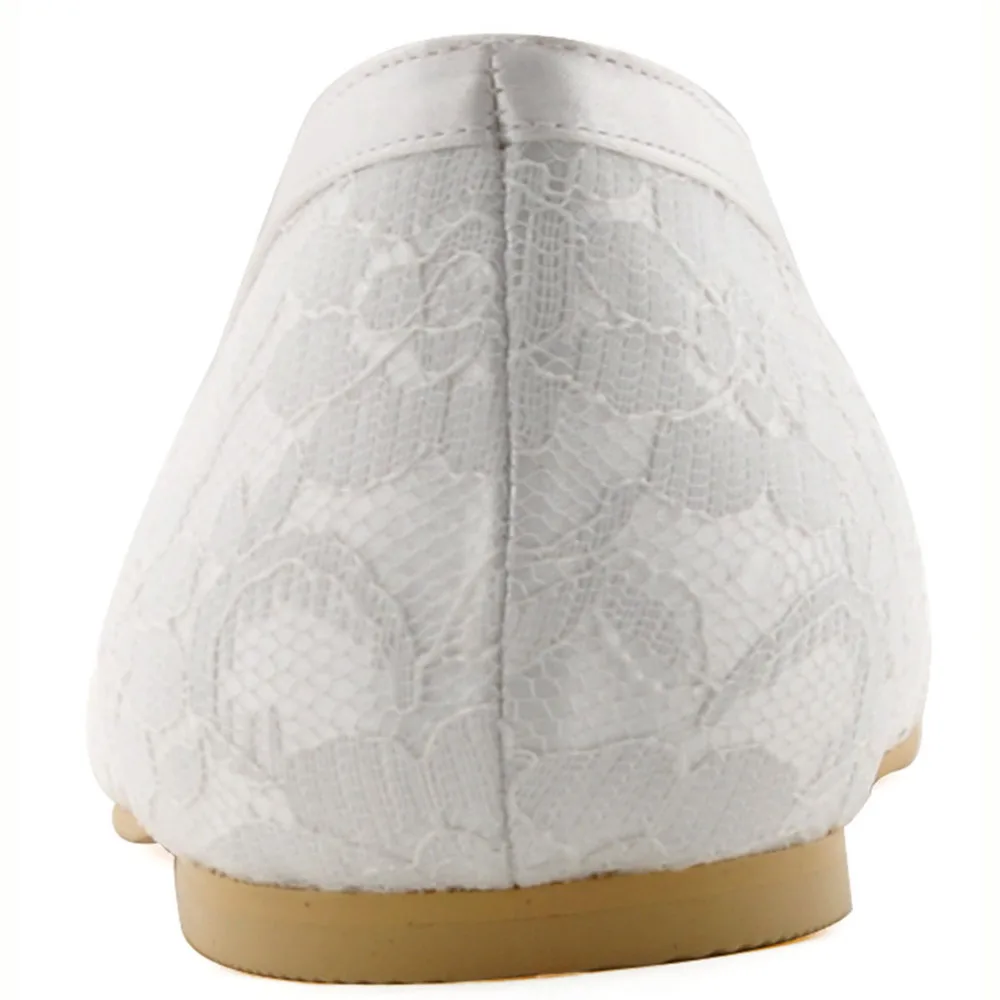 Женские туфли на плоской подошве белые цвета слоновой кости с круглым носком