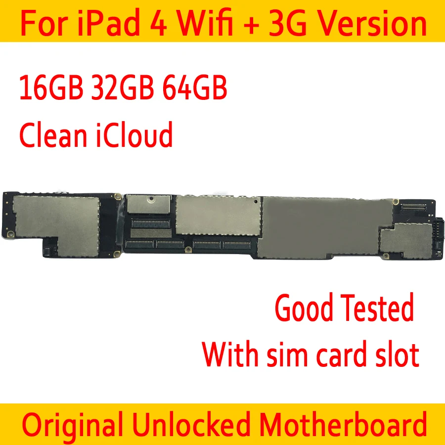 Для iPad 4 Wifi + 3G версия материнская плата с слотом для sim карты 100% Оригинал