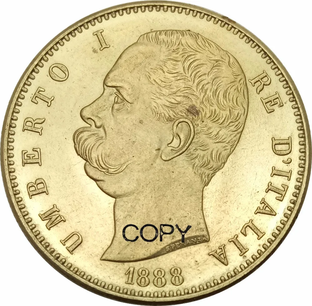 Латунная металлическая копировальная монета Umberto I 100 Lire 1888 R Италия|coin coins|coin copycoin