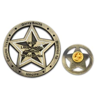 cheap stars badge hot sales metal cut out effect badge low price buttoned five stars badge pin